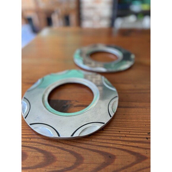 Pair of Lenox Scoop Trivets Solid Aluminum Holloware Cool Design 7.5" Diameter - Picture 1 of 16